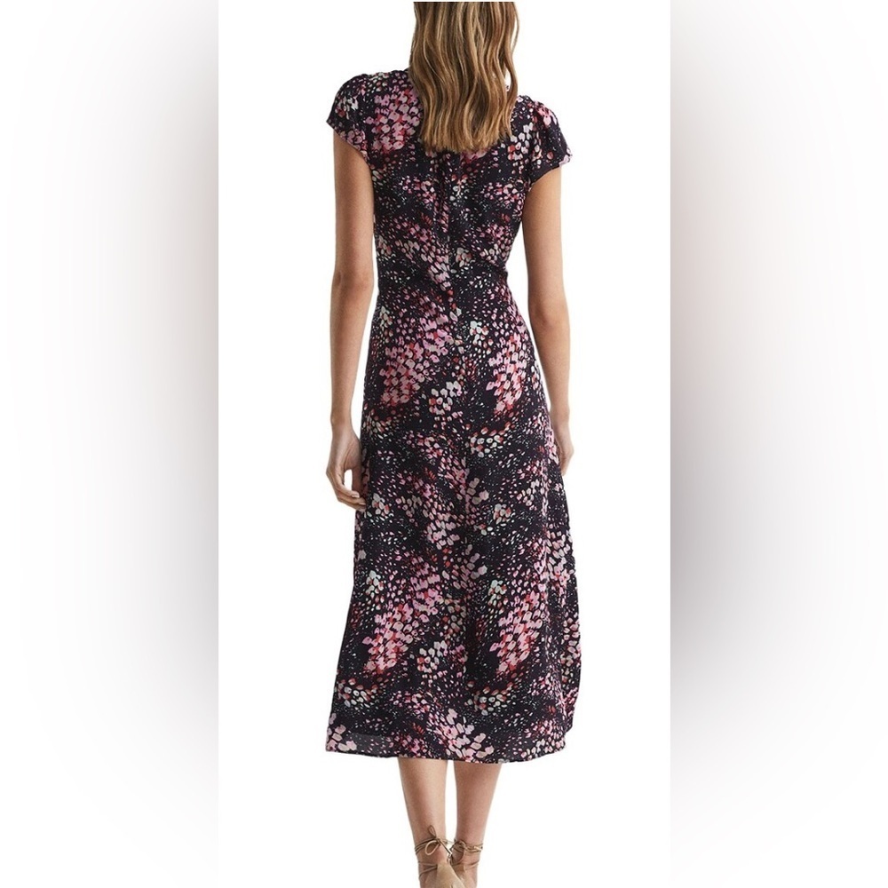 Reiss Amira Animal Print Fitted Midi Dress Size US 10/UK 14 - Picture 4 of 16
